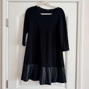 Black Dress with Faux Leather Hem